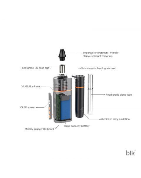 Kingtons BLK Rotary Dry Leaf Vaporizer 1800mAh